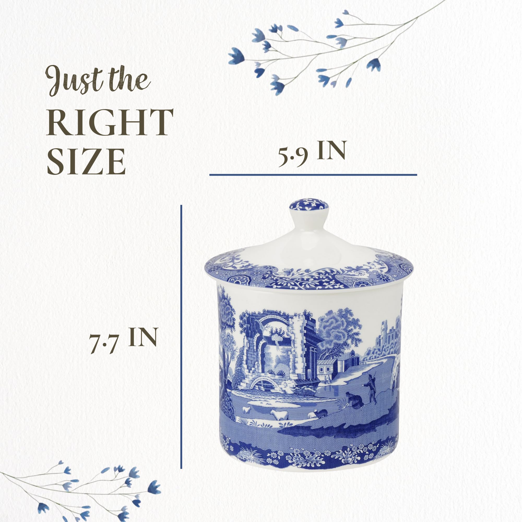 Amazon.com: Spode Blue Italian Porcelain Kitchen Storage Jar - 7.5